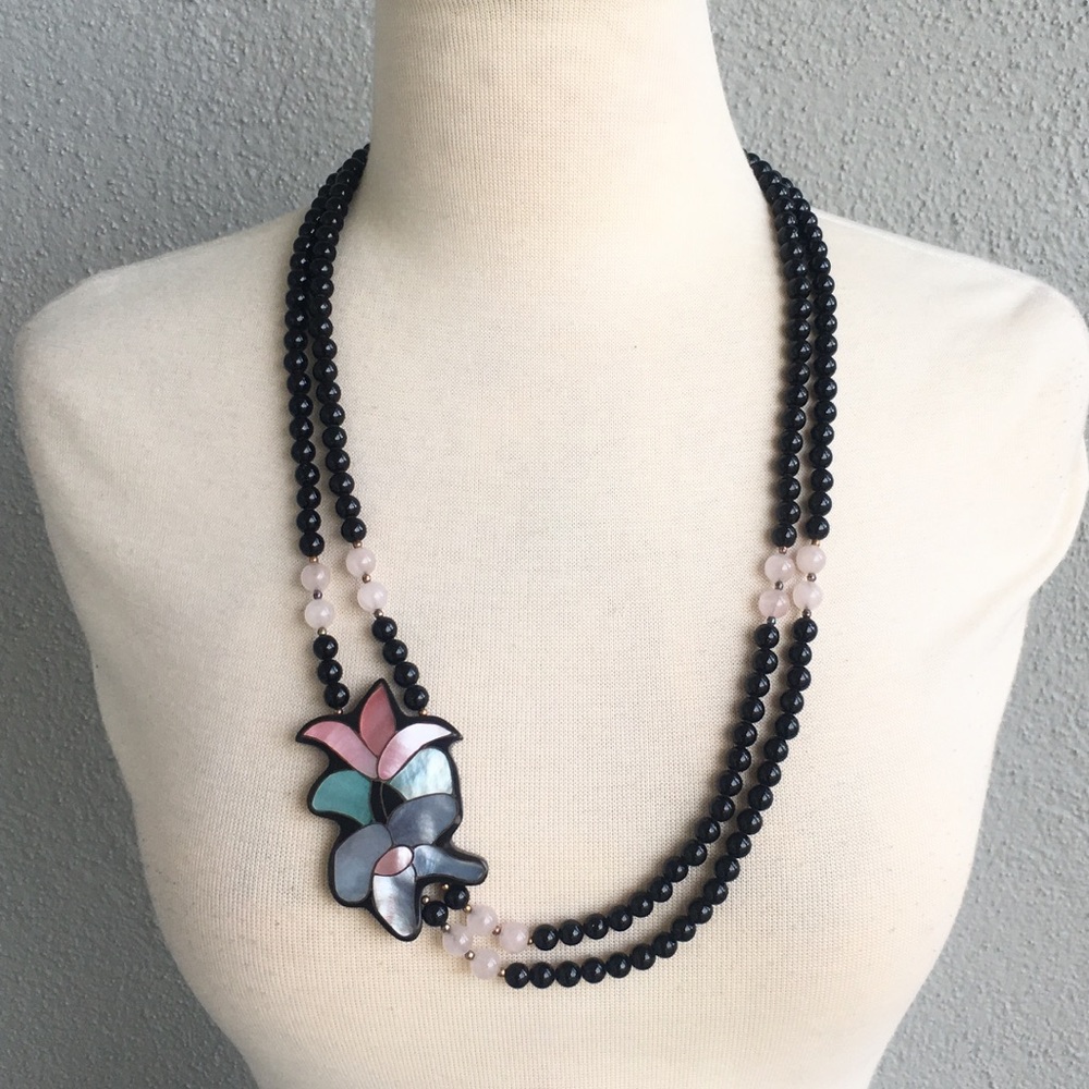 Vintage Floral Mother Of Pearl Necklace